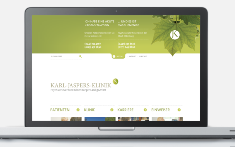 Webdesign Screen Startseite für das Krankenhaus KJK