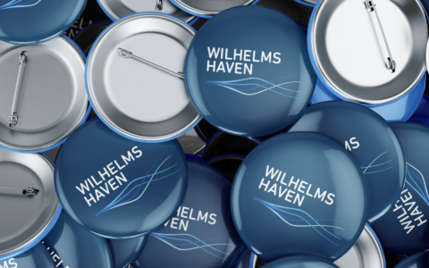 Buttons mit Logo für Standortmarketing Wilhelmshaven
